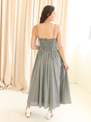 Emery Gingham Midi Dress - Navy