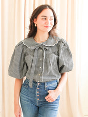 Katherine Scalloped Blouse - Black