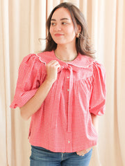 Katherine Scalloped Blouse - Red