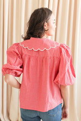 Katherine Scalloped Blouse - Red