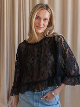 Lace Cape Blouse - Black