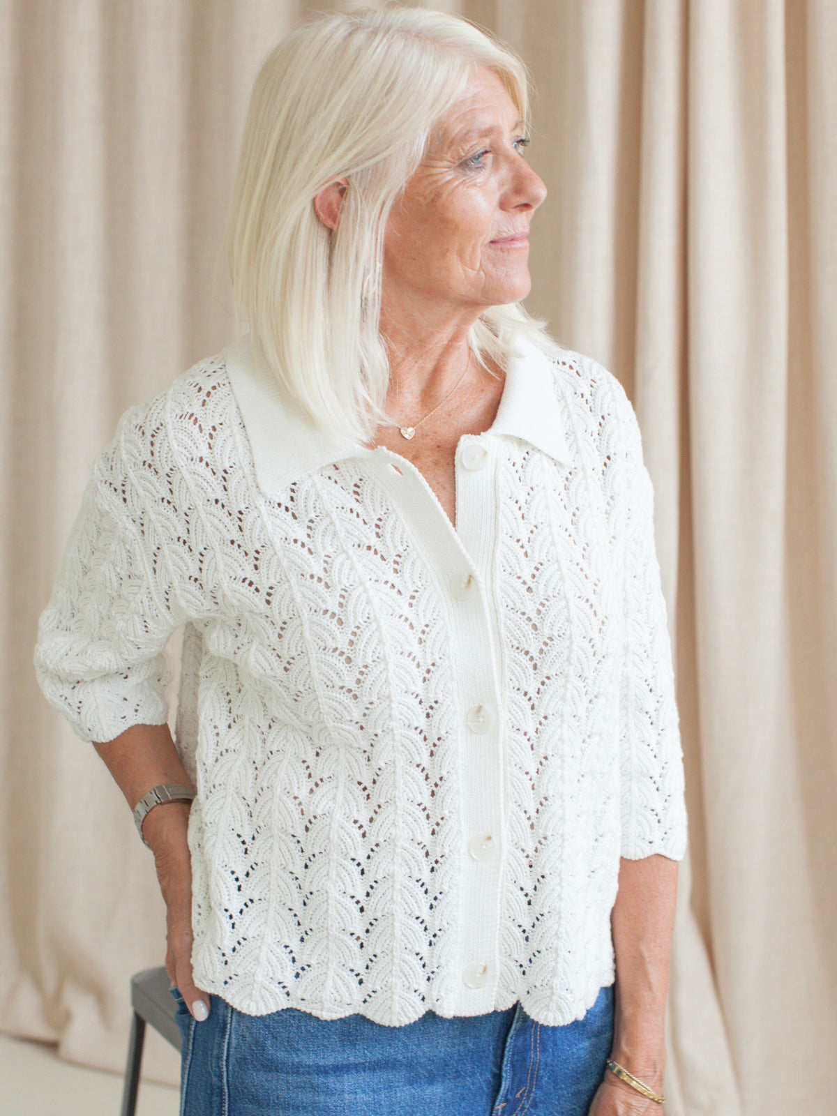 Esther Crocheted Cardigan- Ivory