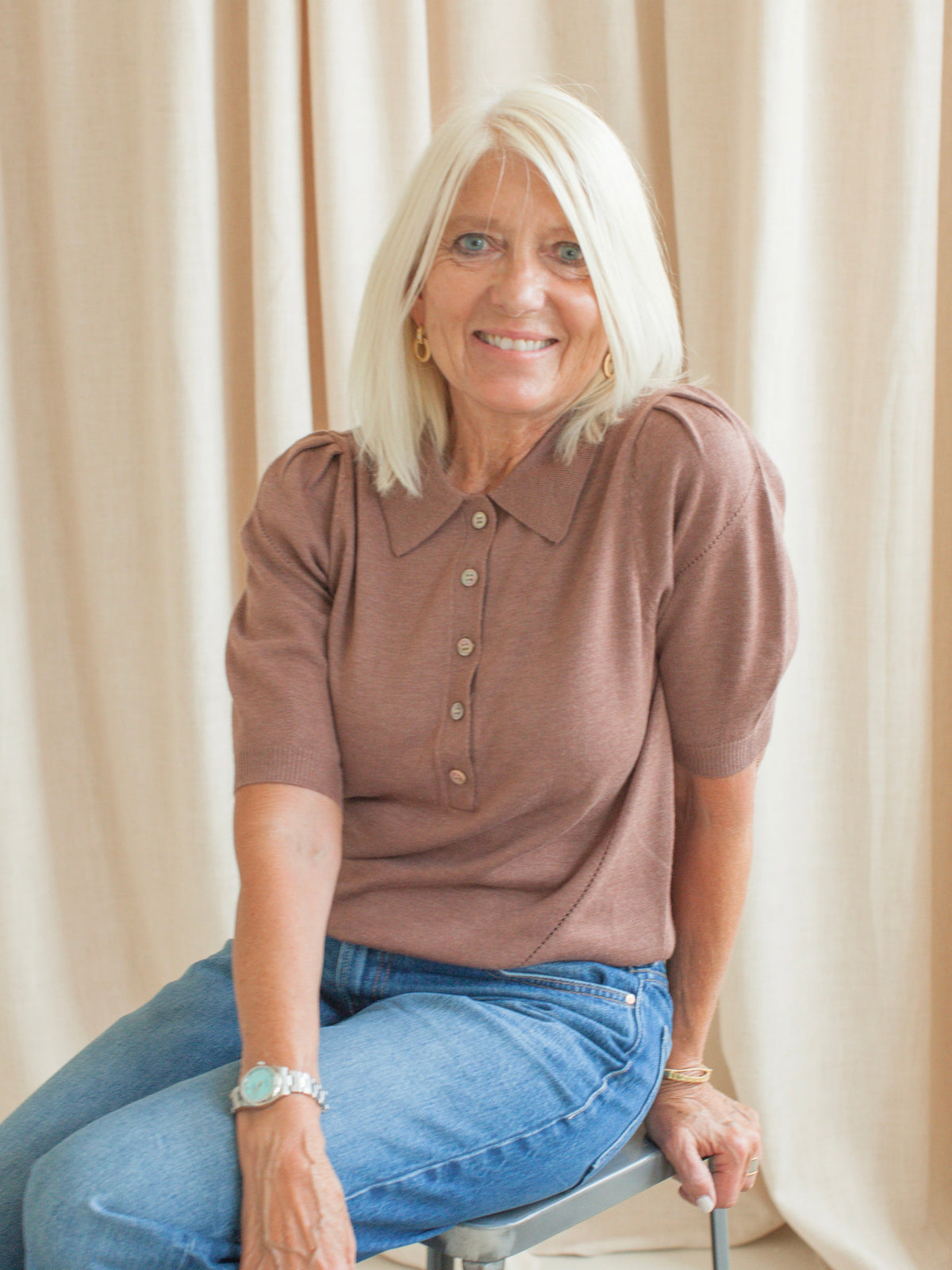 Alice Knit Polo - Brown