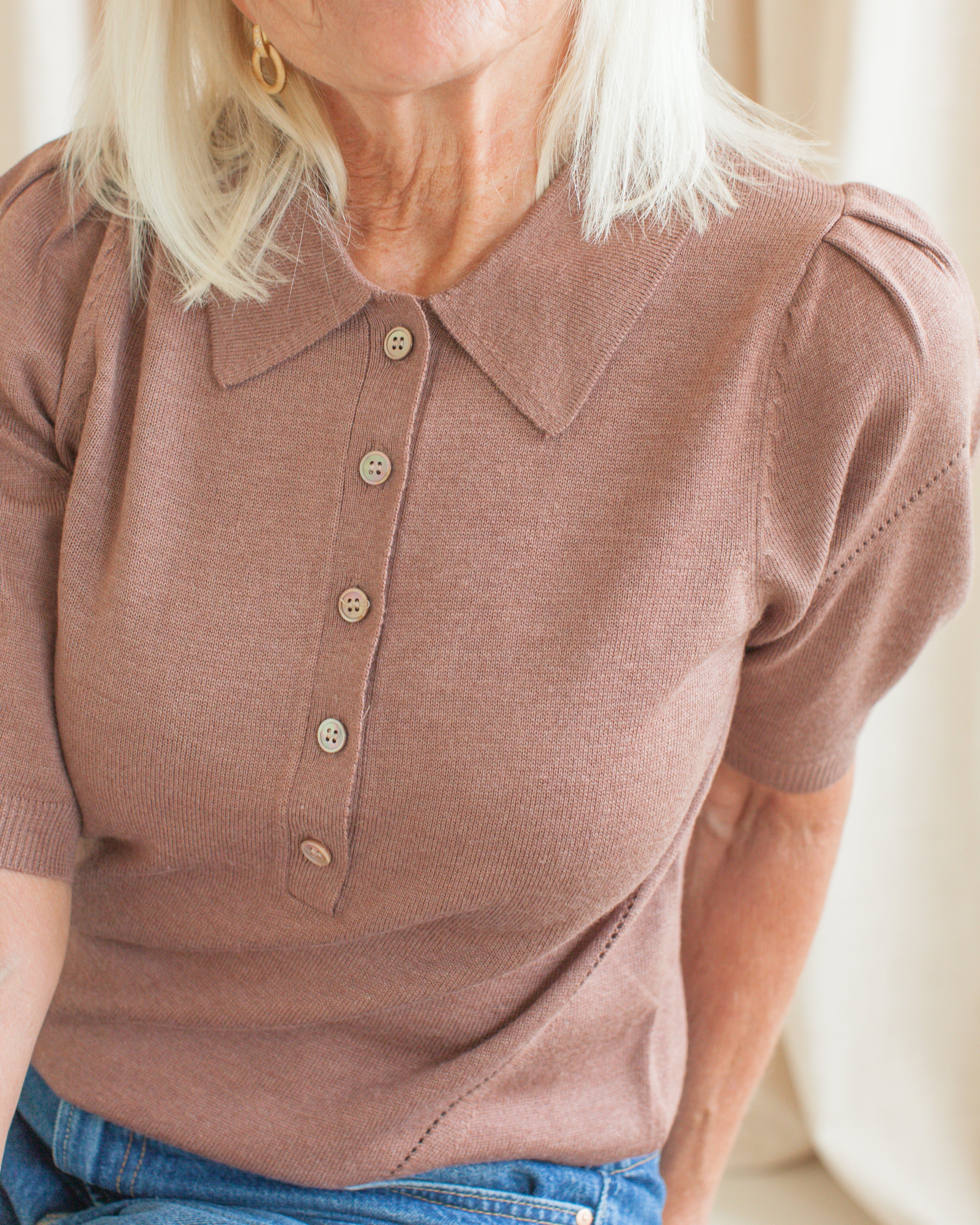 Alice Knit Polo - Brown