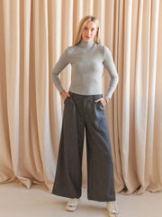 Herringbone Wide Leg Trouser
