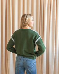 Joe Contrast Sweater- Moss