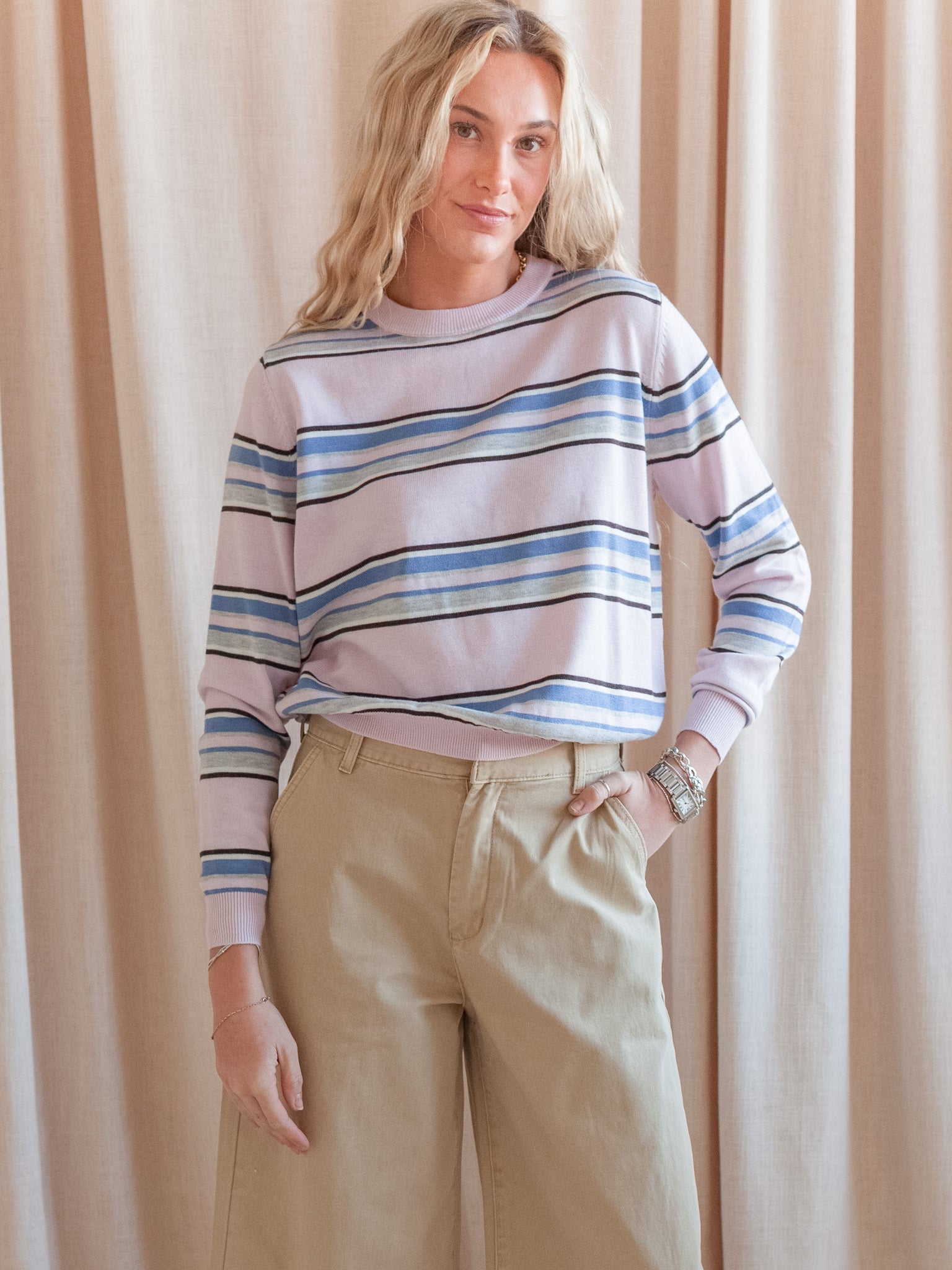 Sammi Striped Top- Blush