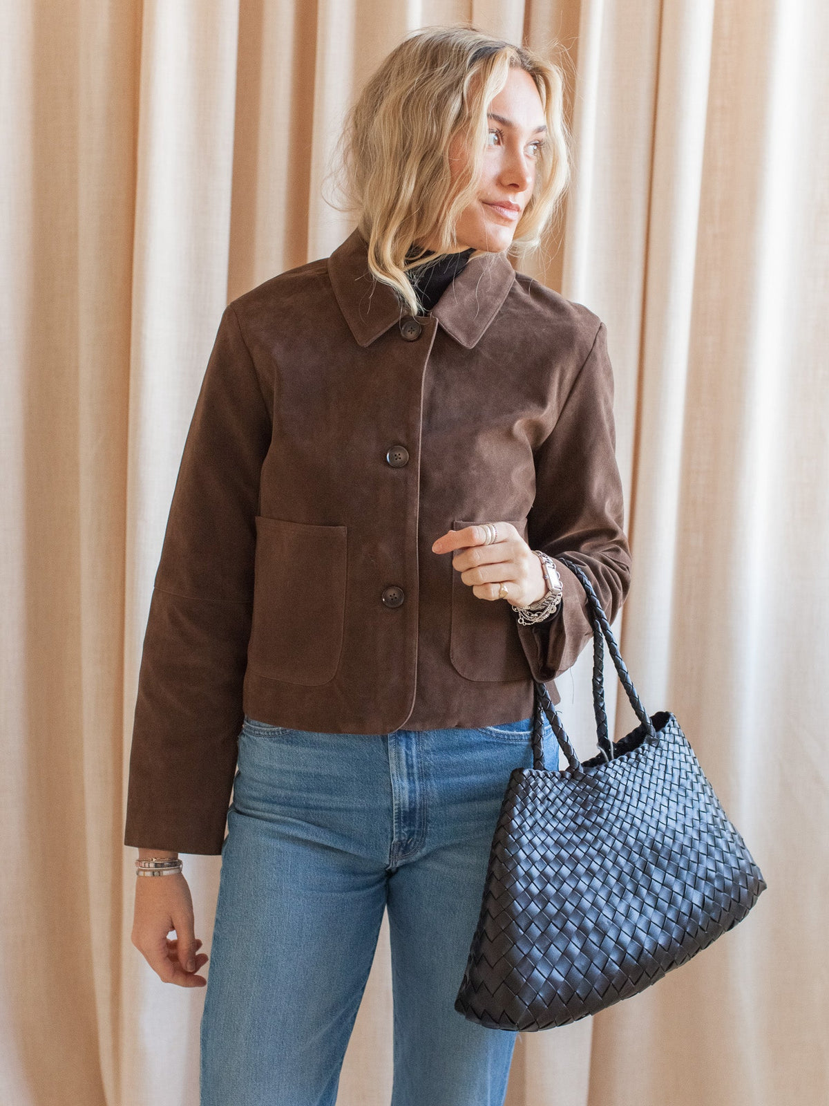 Hudson Faux Suede Jacket -Cocoa