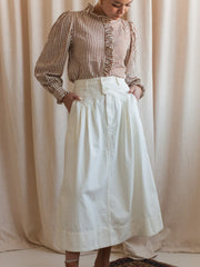 Ivory Pleated Midi Skirt
