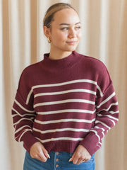 Julian Stripe Sweater - Oxblood