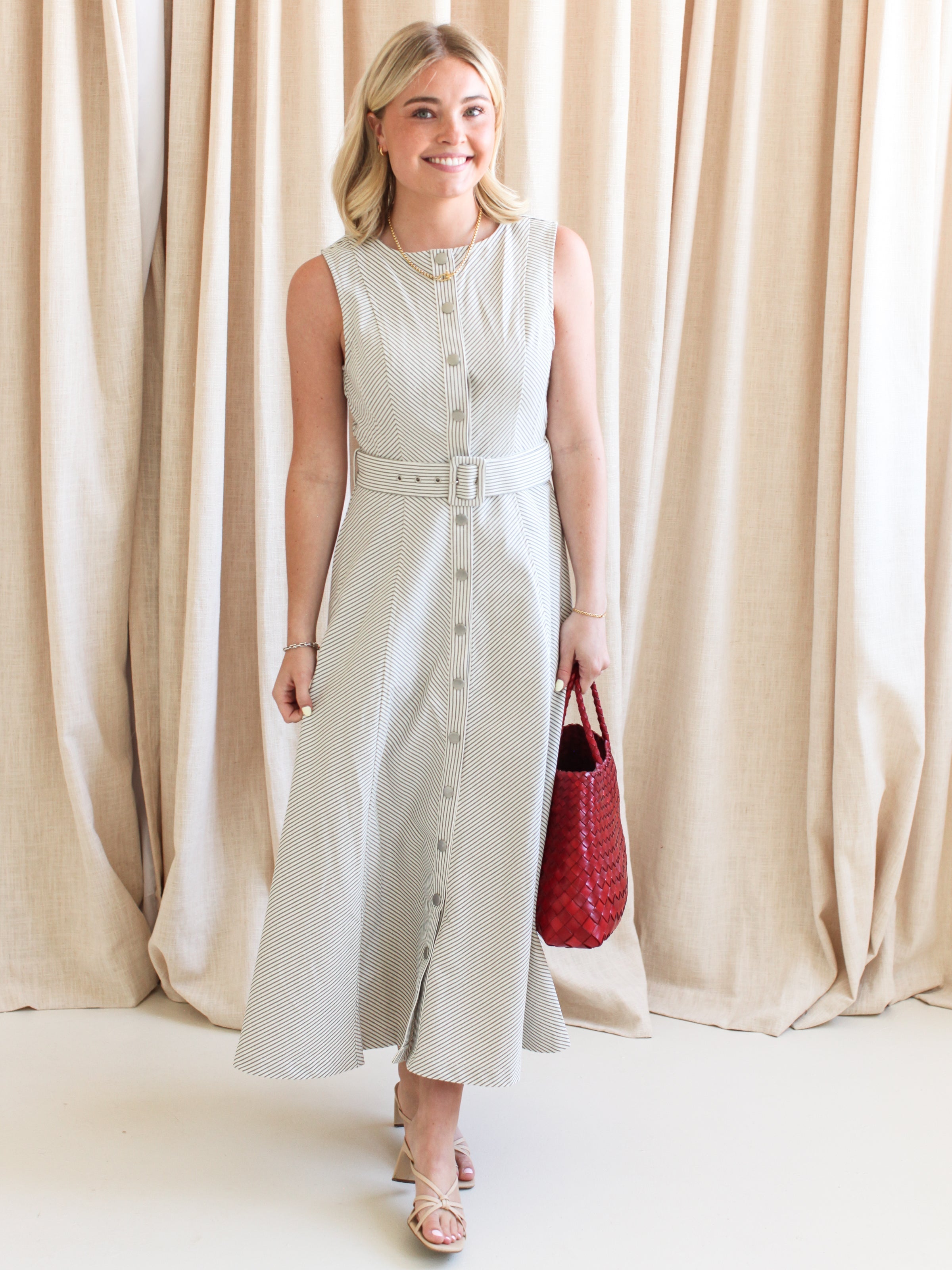 Valerie Striped Midi Dress