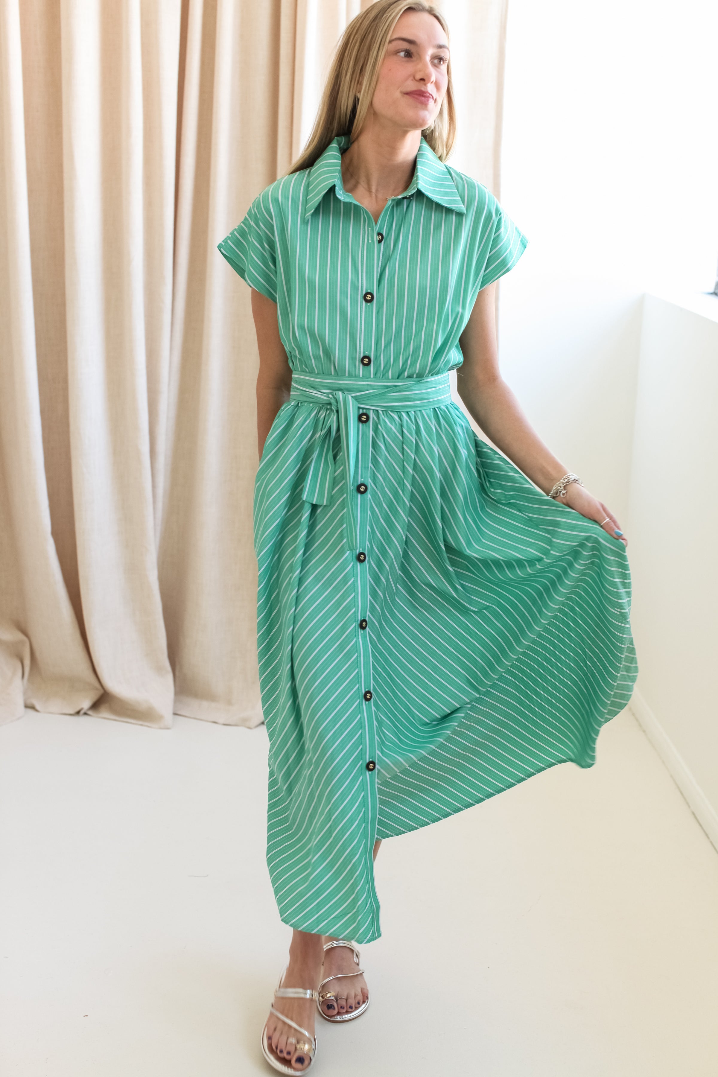Kelly Green Stripe Dress