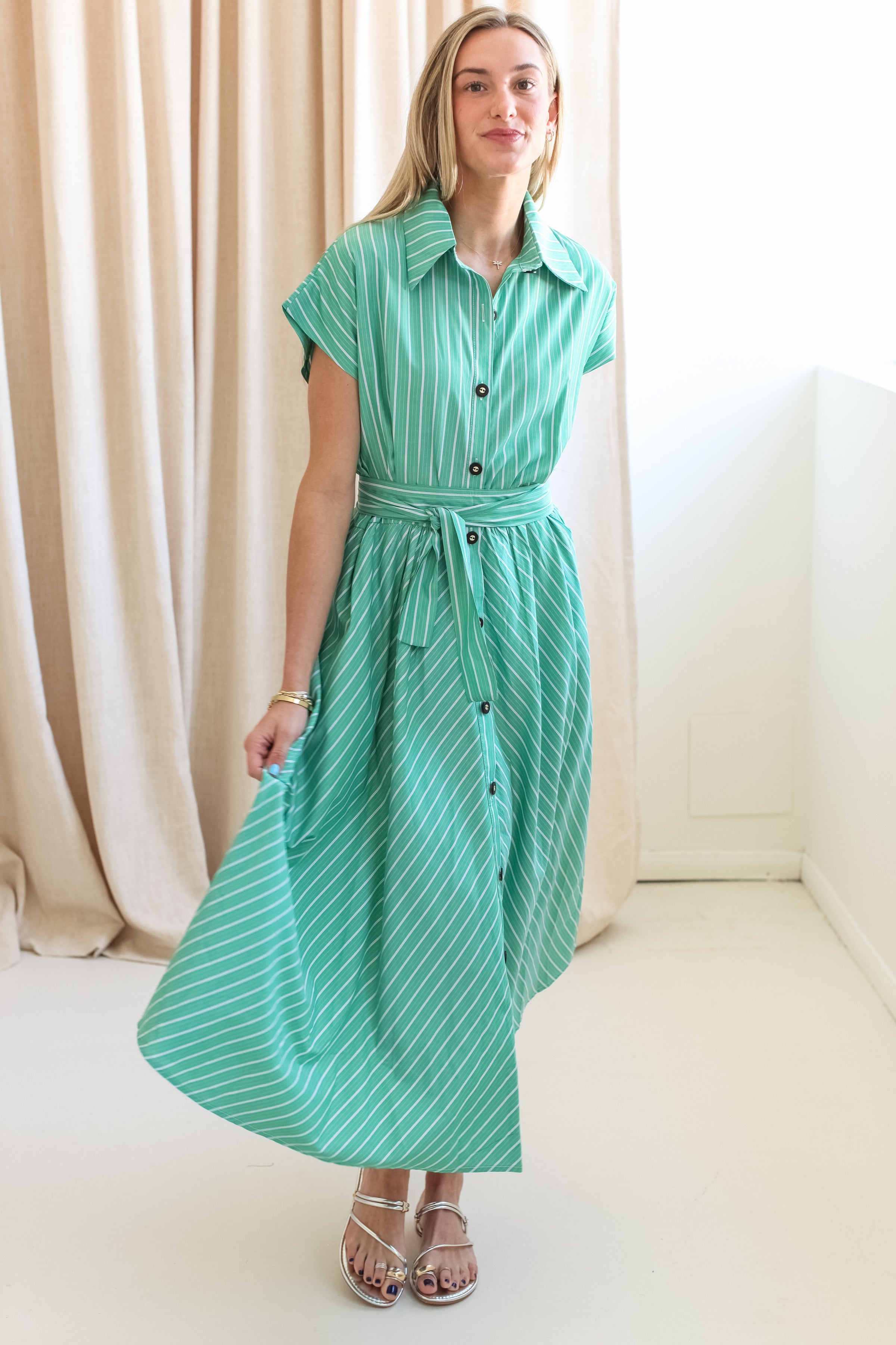 Kelly Green Stripe Dress