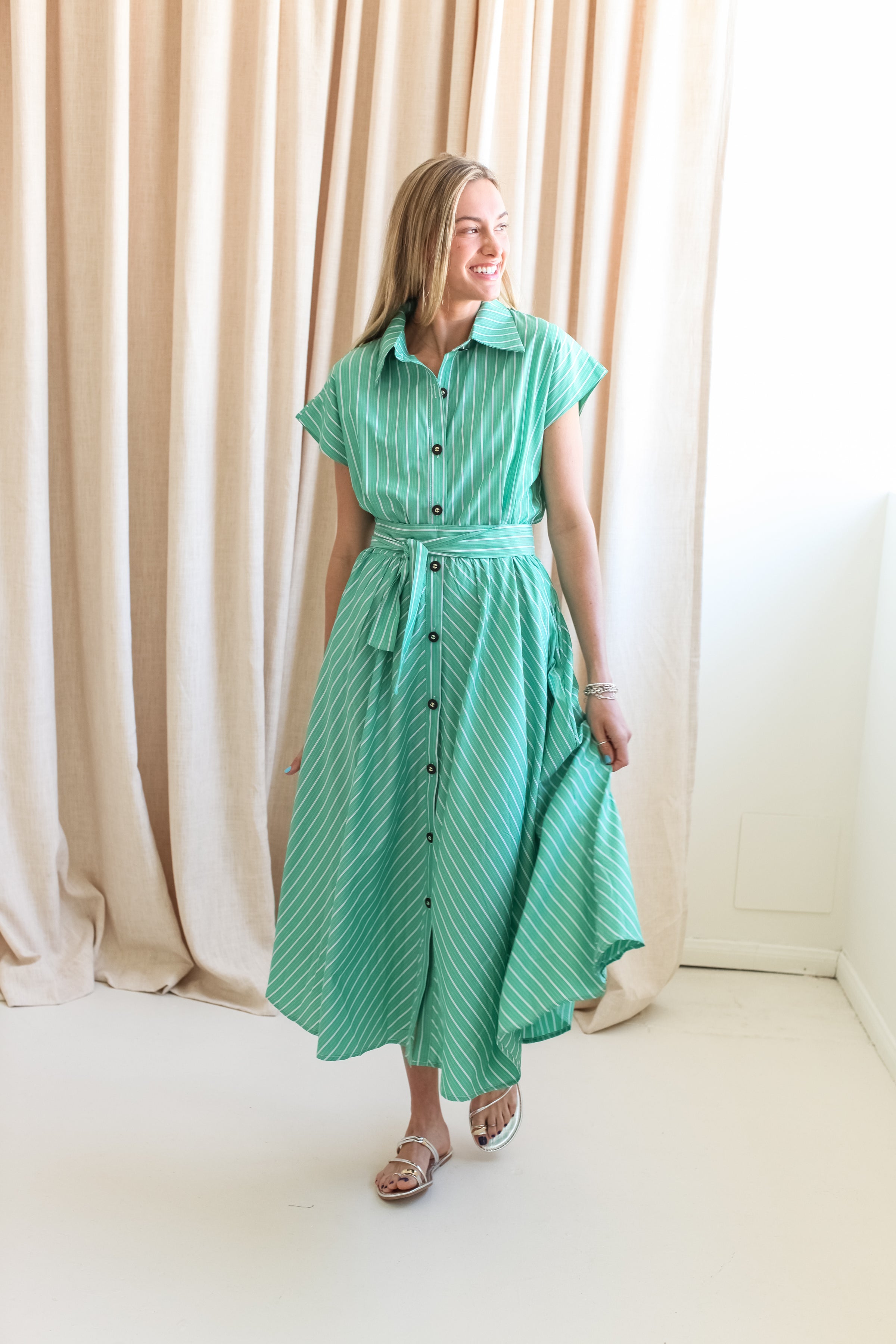 Kelly Green Stripe Dress