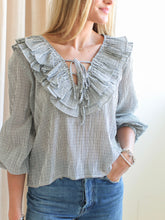 Rachelle Ruffle Blouse- Plaid