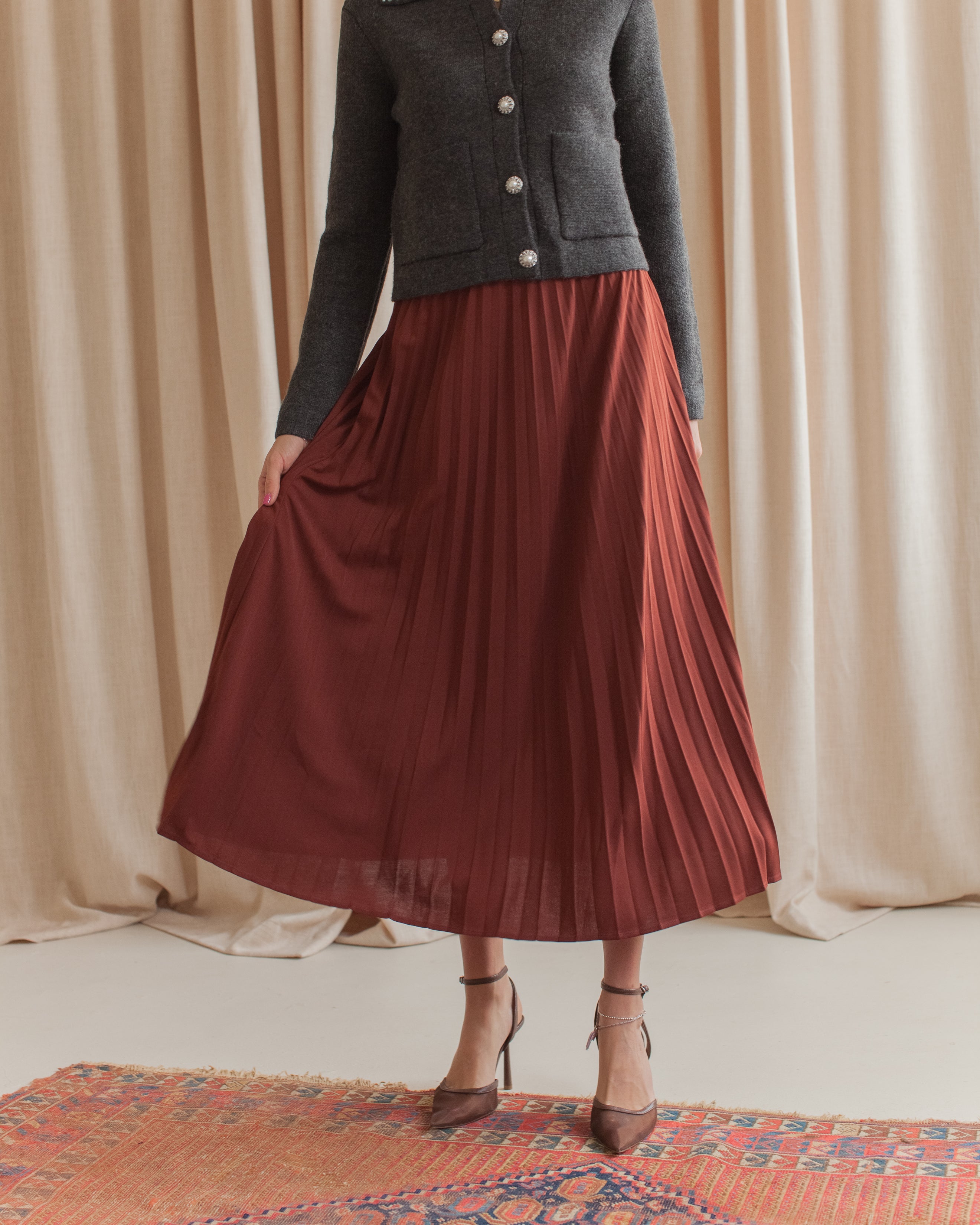 Aggie Pleated Maxi Skirt