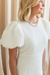 Ella Jacquard Midi Dress- White