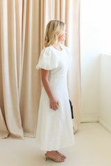 Ella Jacquard Midi Dress- White