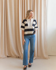 Rugby Striped Half-Zip Top