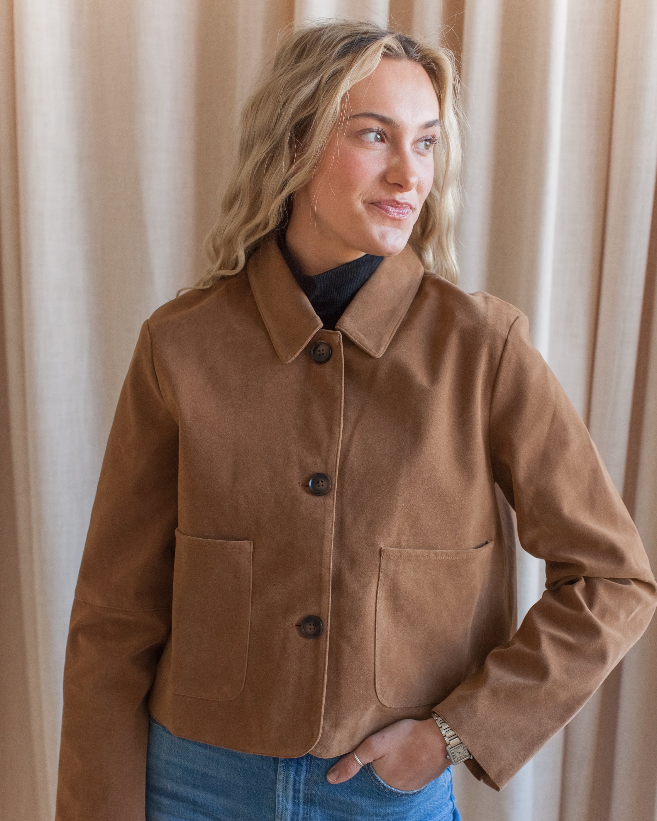 Hudson Faux Suede Jacket - Tan
