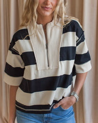 Rugby Striped Half-Zip Top