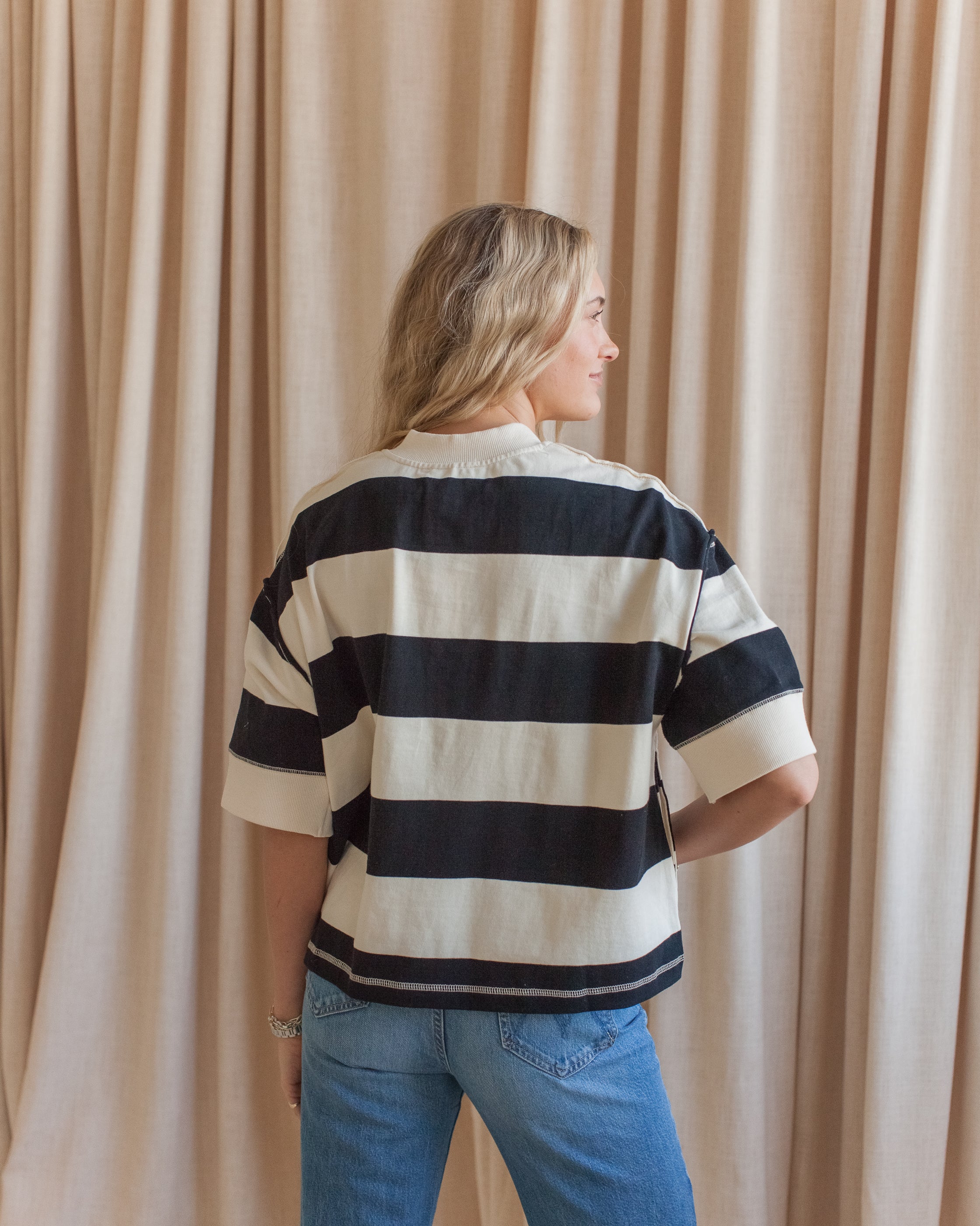 Rugby Striped Half-Zip Top