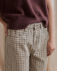 Checked Barrel Pants