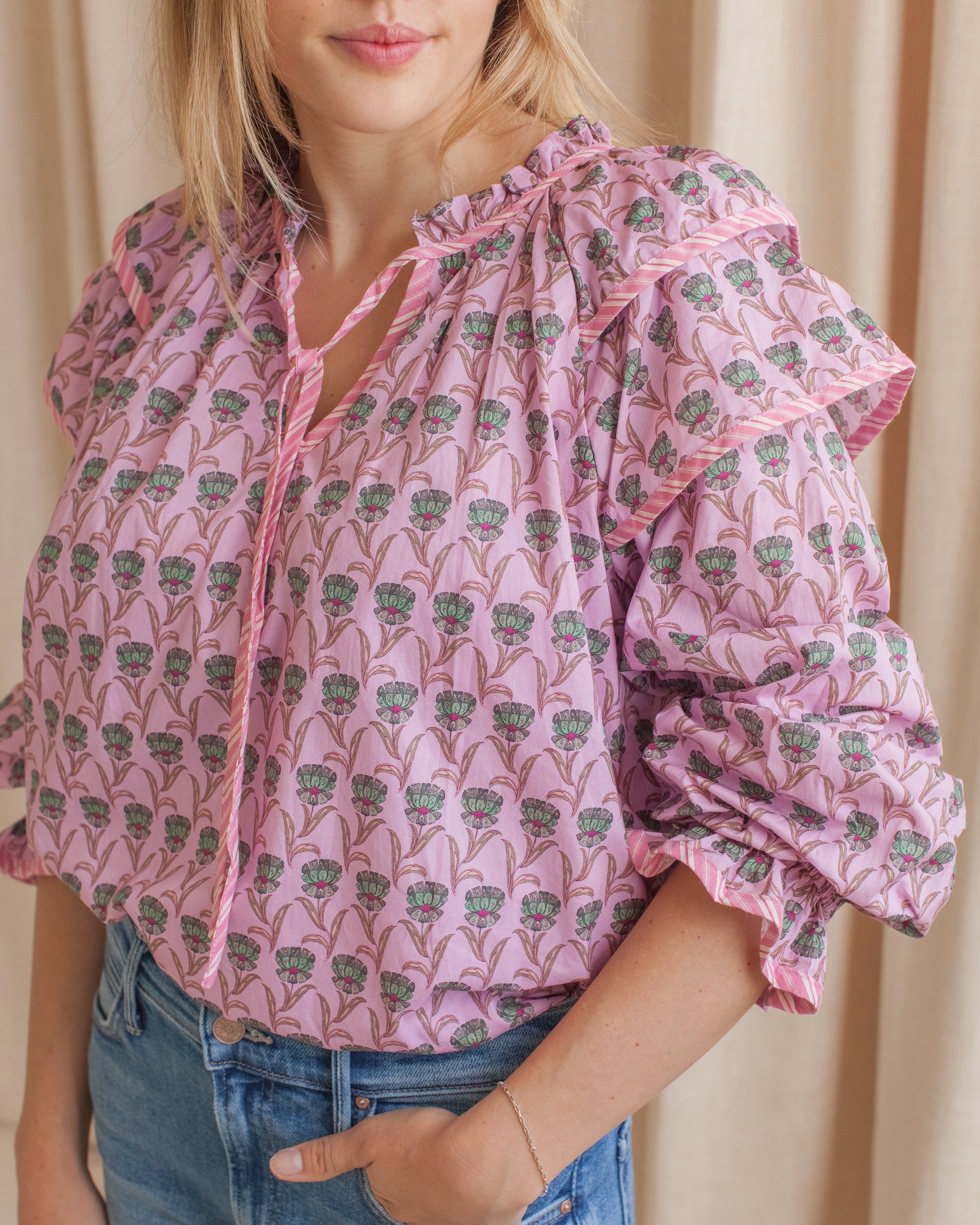 Fuschia Blooms Blouse