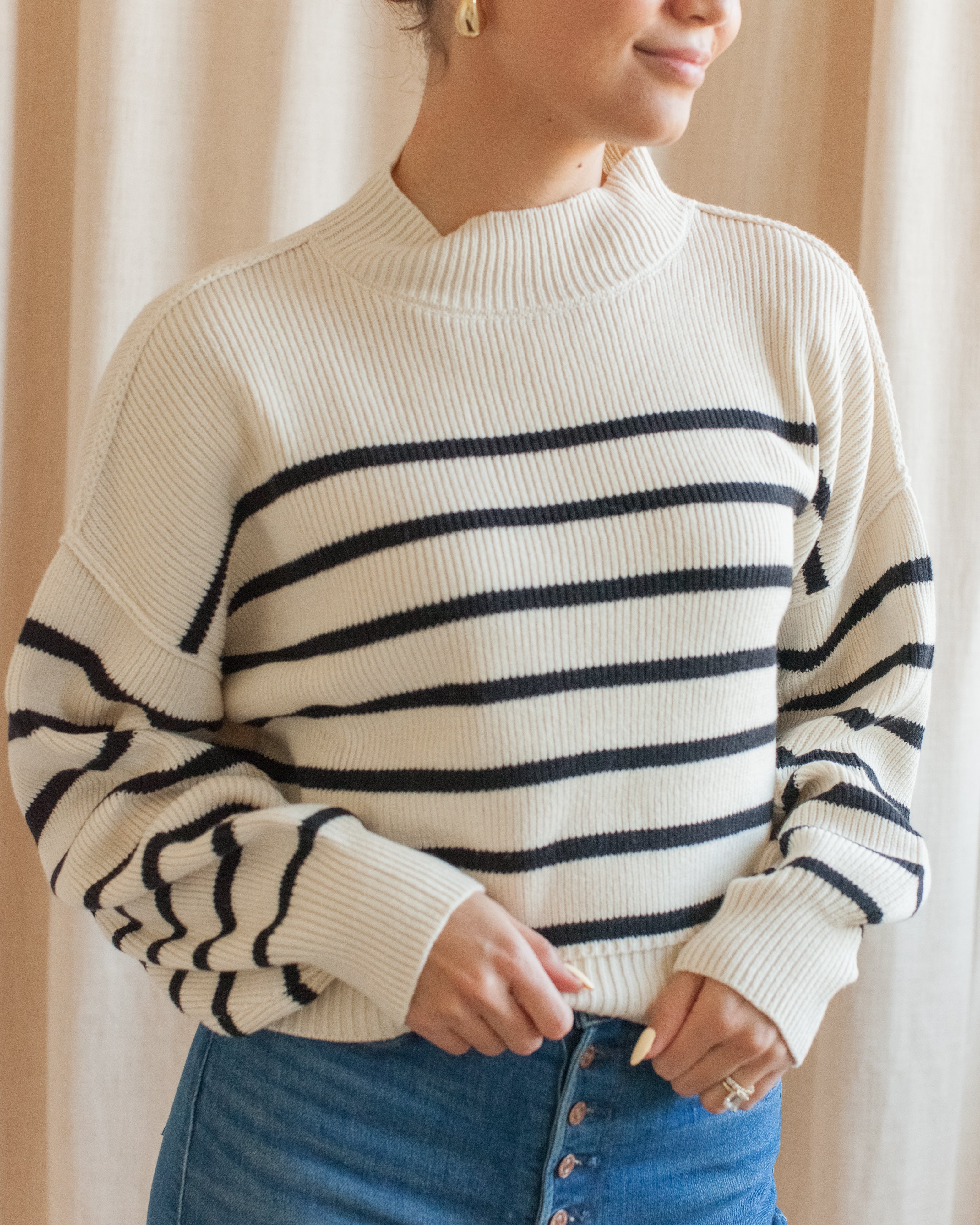 Julian Stripe Sweater - Ivory
