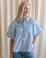 Sophie Pinstripe Blouse - Blue
