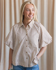 Sophie Pinstripe Blouse - Brown