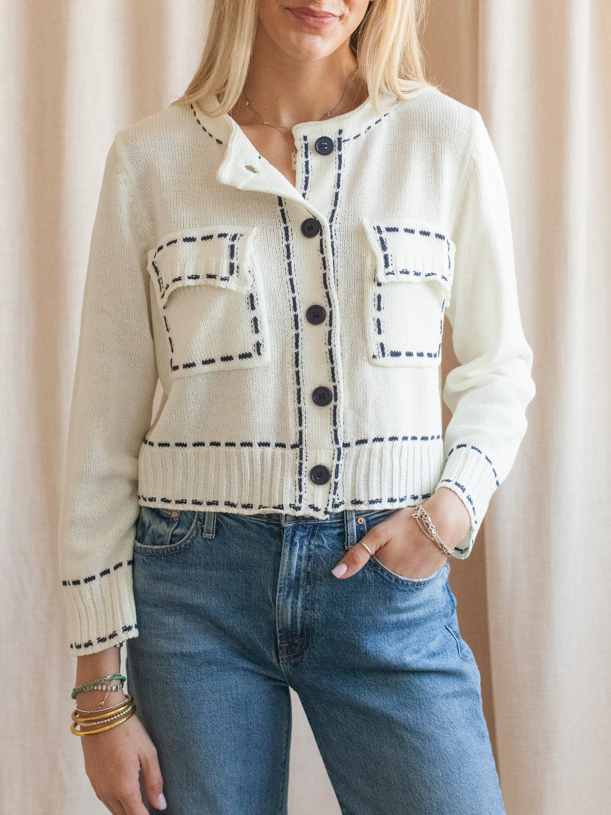 Blaire Contrast Sweater - Ivory