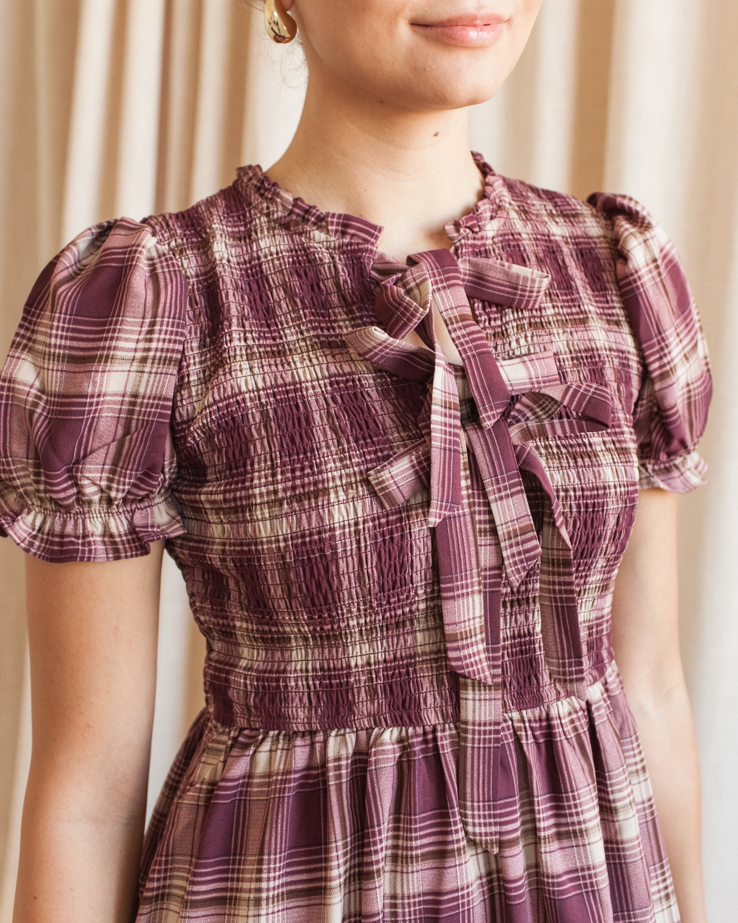 Chrissy Plaid Bow Dress