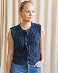 Lucy Cable Knit Vest - Navy