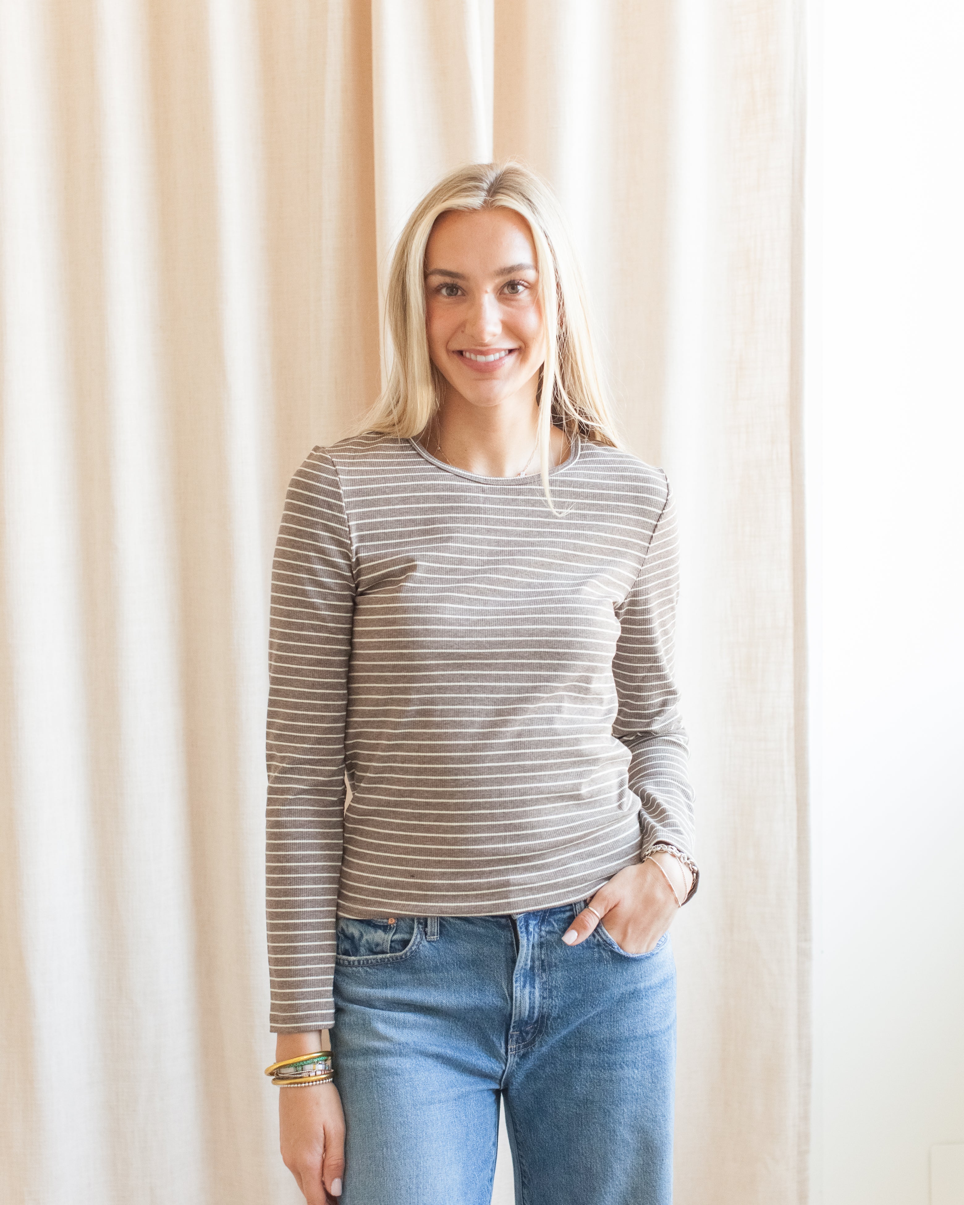 Stevie Striped Tee - Brown