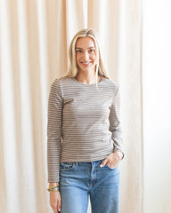 Stevie Striped Tee - Brown