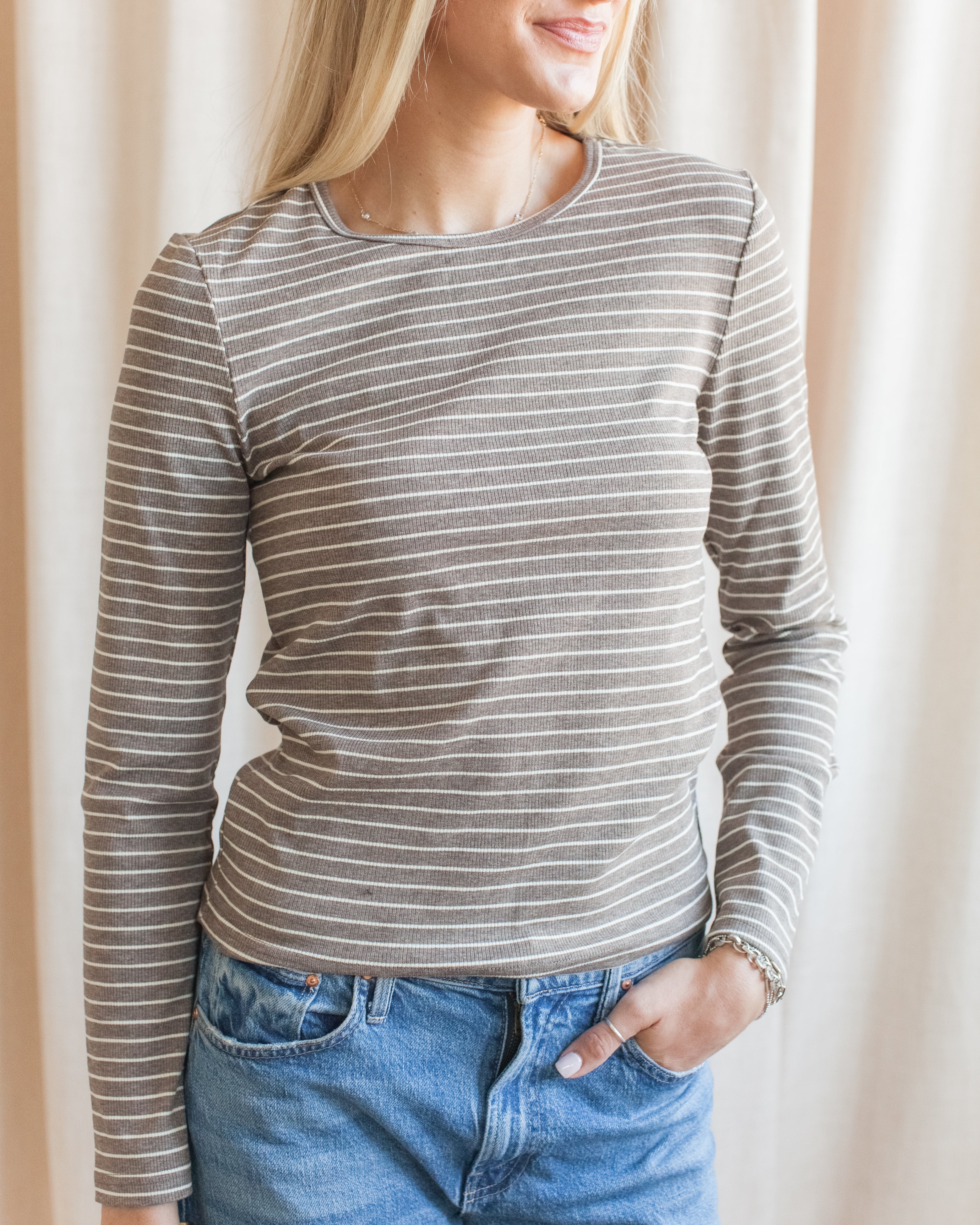 Stevie Striped Tee - Brown