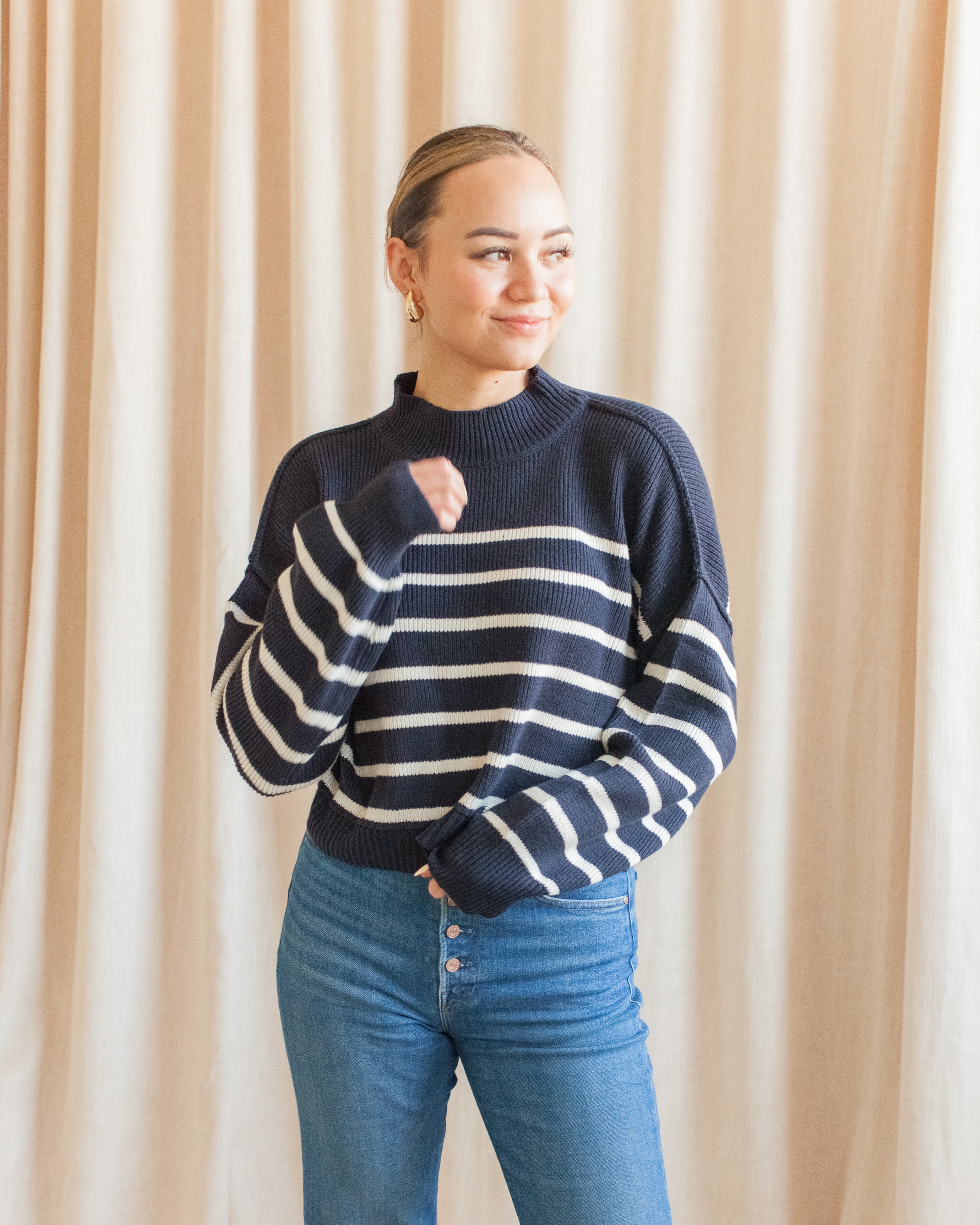 Julian Stripe Sweater - Navy