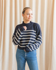 Julian Stripe Sweater - Navy