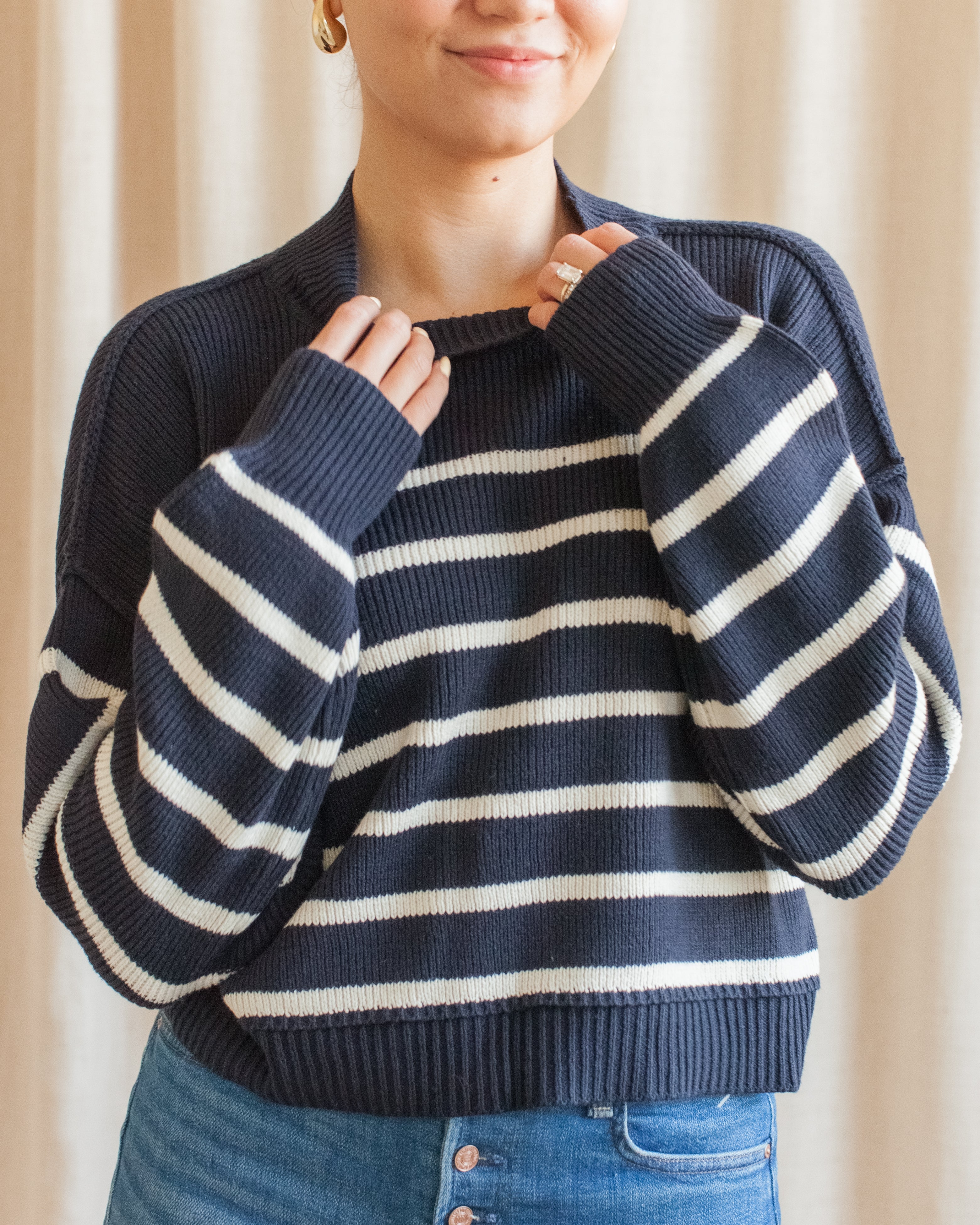 Julian Stripe Sweater - Navy