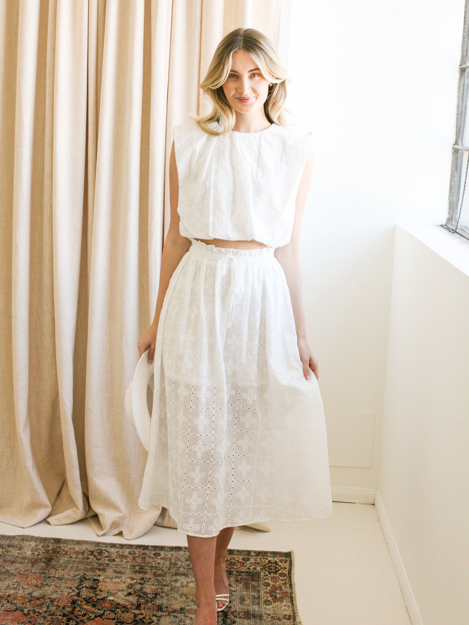 Carolina Eyelet Midi Skirt