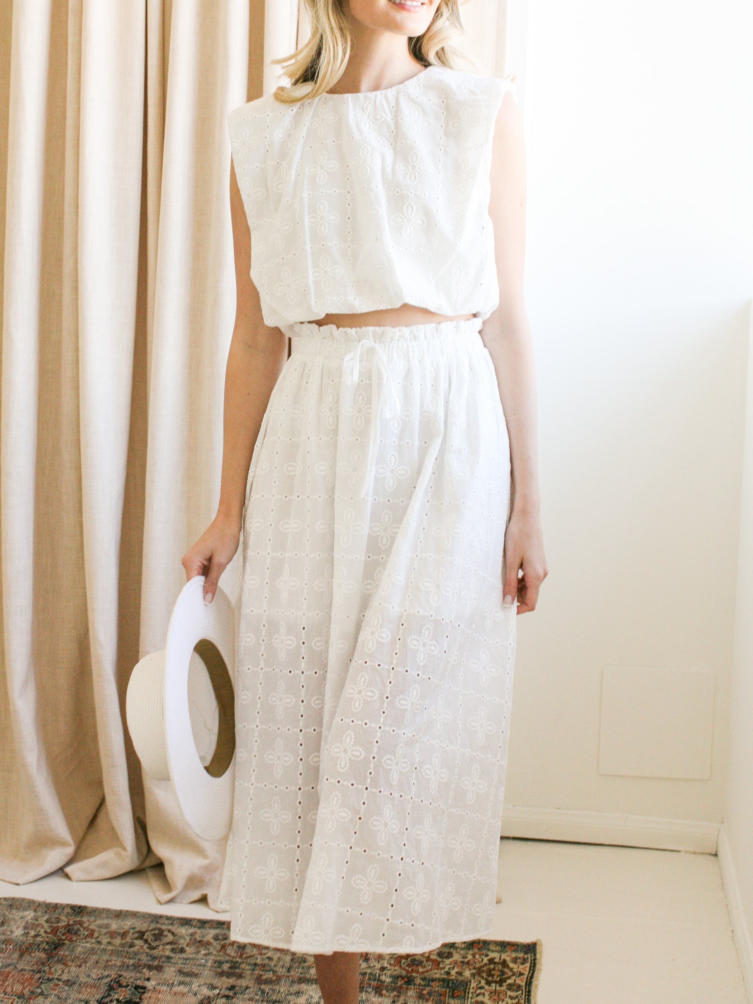 Carolina Eyelet Midi Skirt