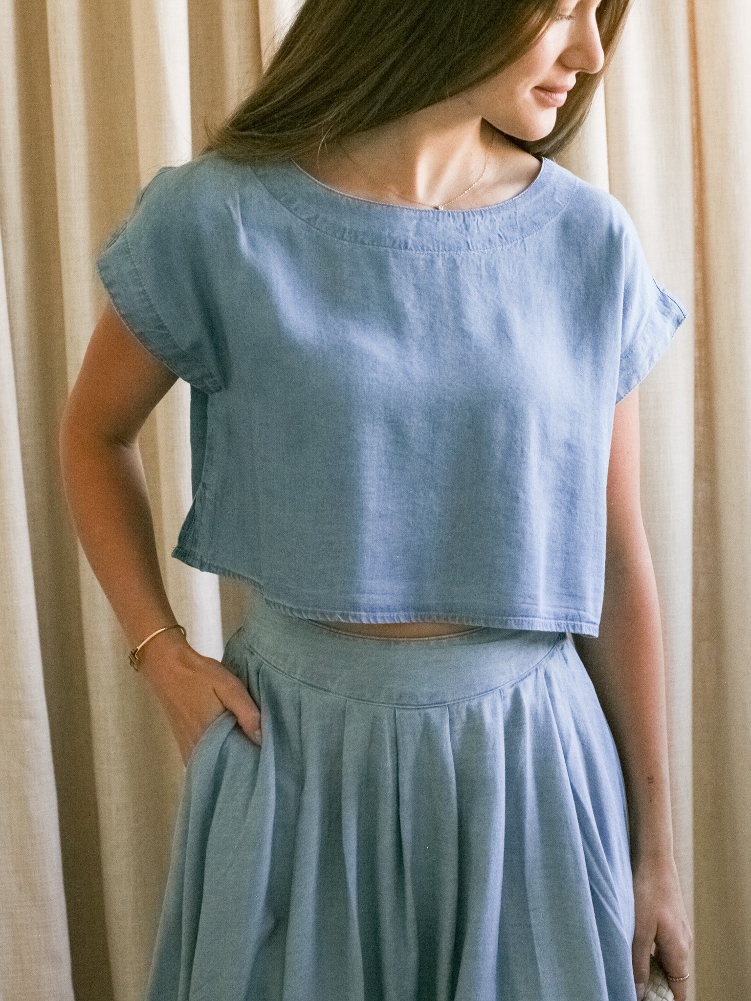 Tess Chambray Boxy Top