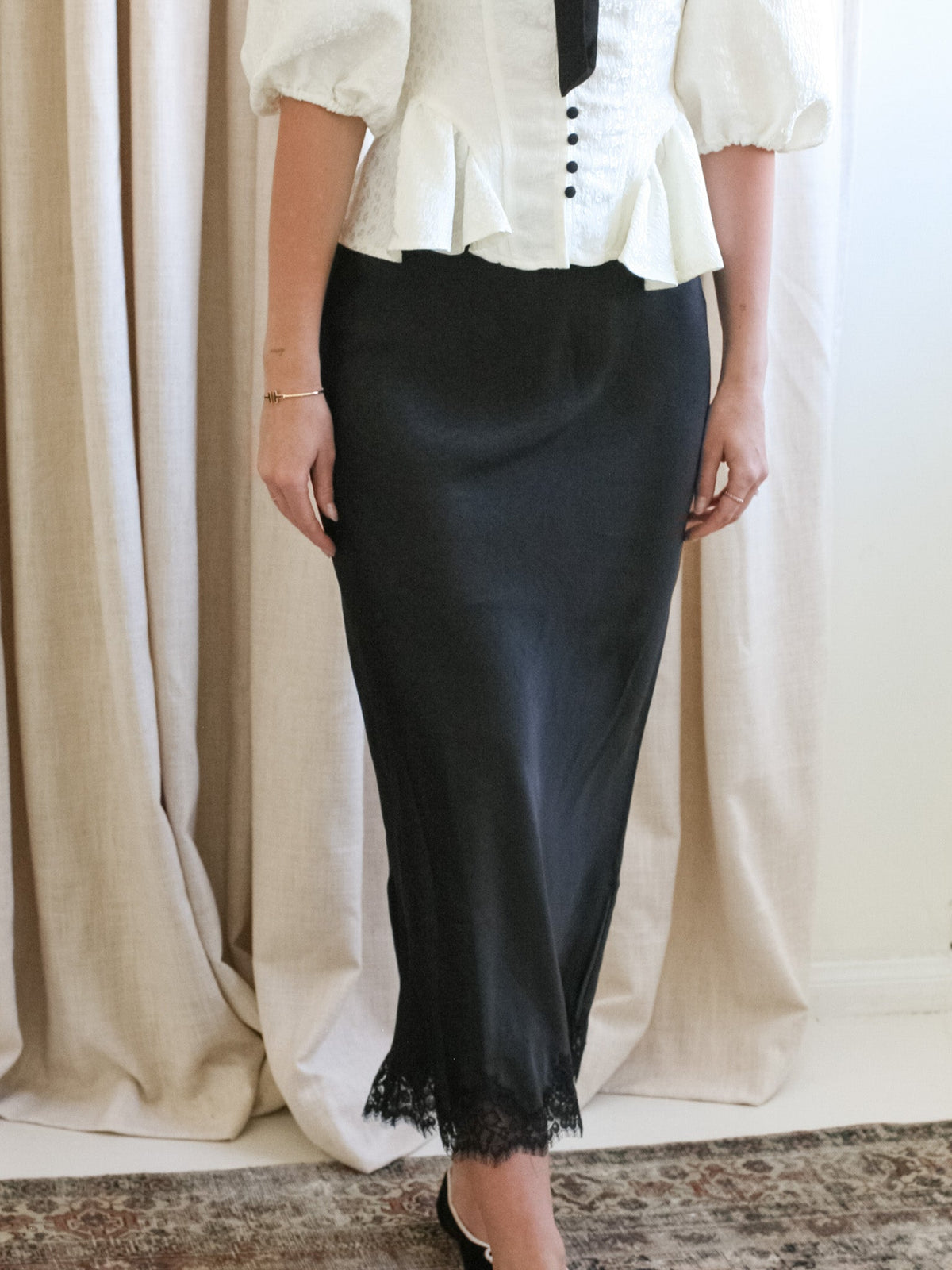 Black Lace Slip Skirt