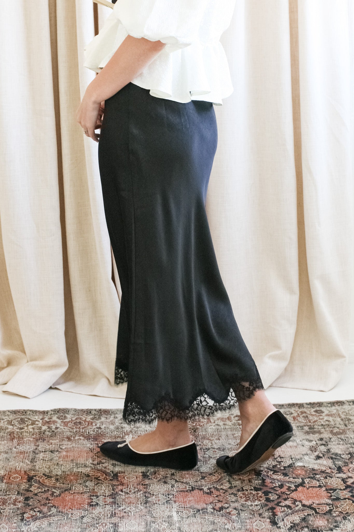 Black Lace Slip Skirt