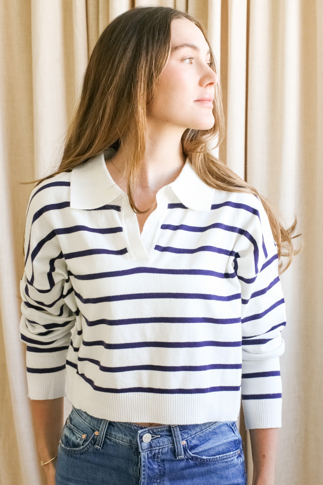Sydney Stripe Polo - Navy