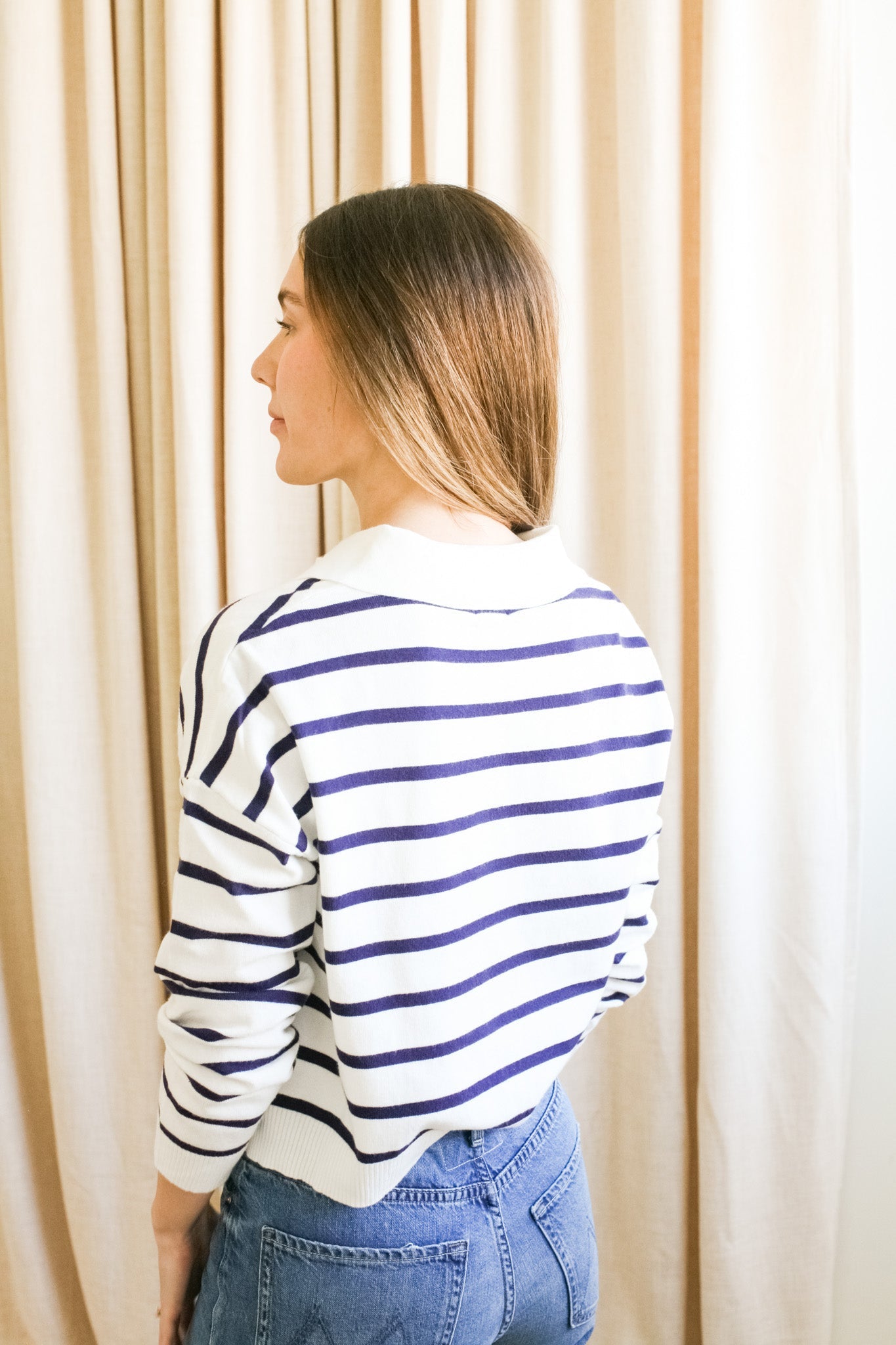 Sydney Stripe Polo - Navy