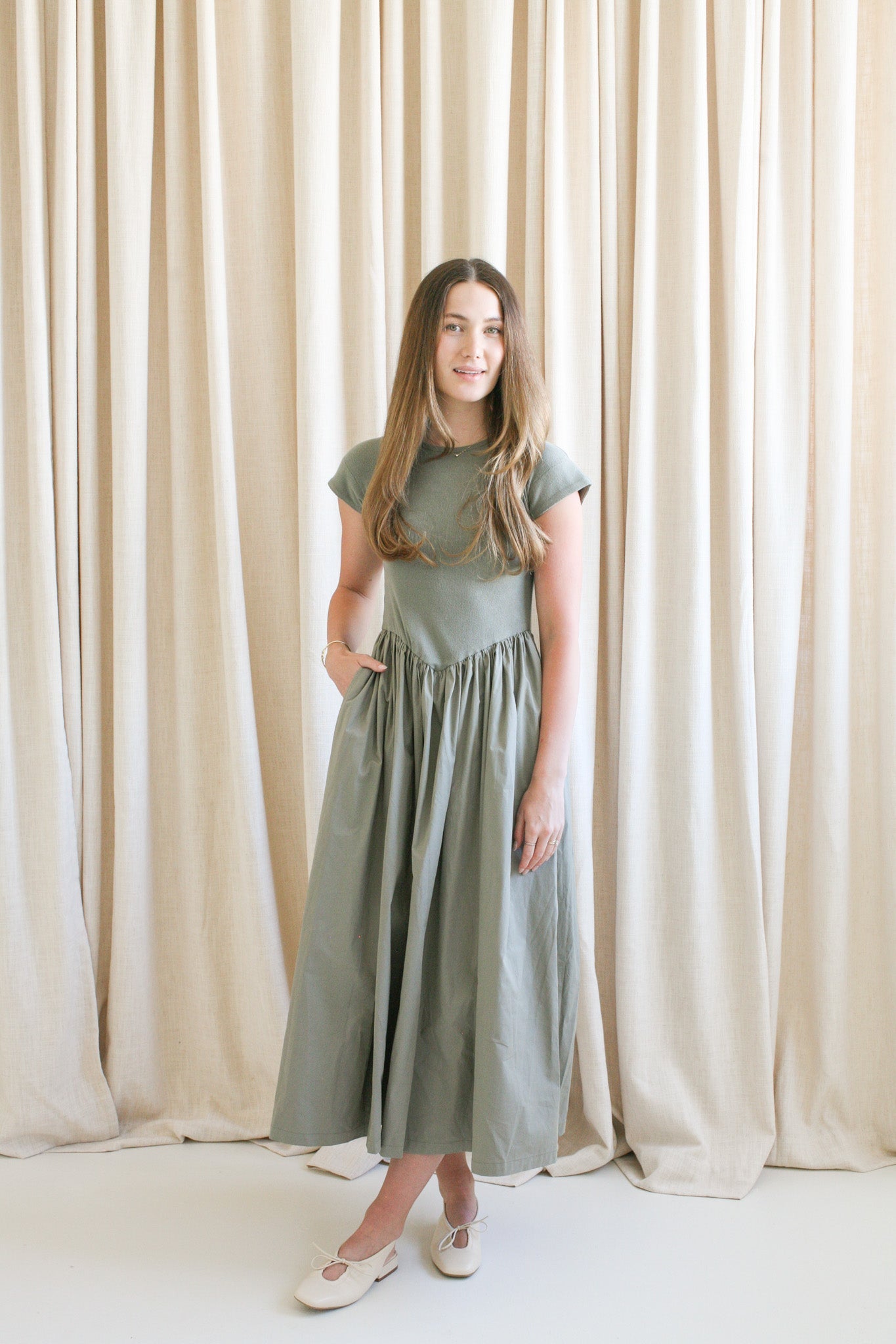 Hannah Poplin Midi Dress