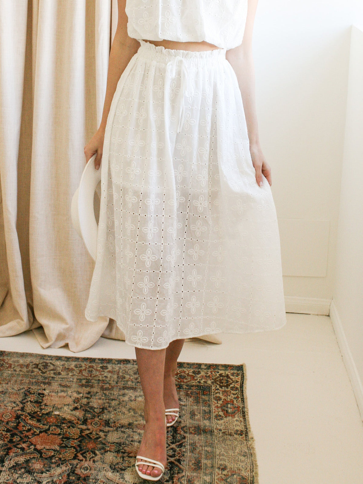 Carolina Eyelet Midi Skirt