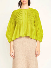 Mirth Ynez Hand Smocked Blouse in Citronelle